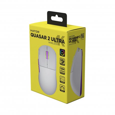 Бездротова миша ігрова Hator Quasar 2 Ultra 4K Wireless White/Lilac (HTM571WL)