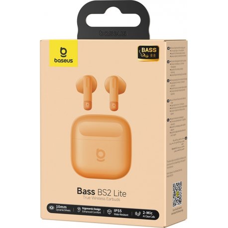 Бездротові навушники Baseus Bass BS2 Lite True Orange (A0010A09)