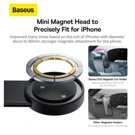 Автомобільний тримач Baseus C02 Magnetic Car Mount Black (SUCC000201)