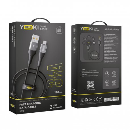 Кабель YOKI SOLID YK-SO15 USB to Micro USB 3A (1.2m) Black