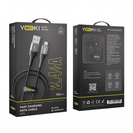 Кабель YOKI SOLID YK-SO15 USB to Lightning 2.4A (1.2m) Black