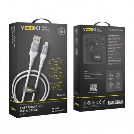 Кабель YOKI SOLID YK-SO15 USB to Lightning 2.4A (1.2m) White