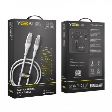 Кабель YOKI SOLID YK-SO15 Type-C to Lightning 30W (1.2m) White