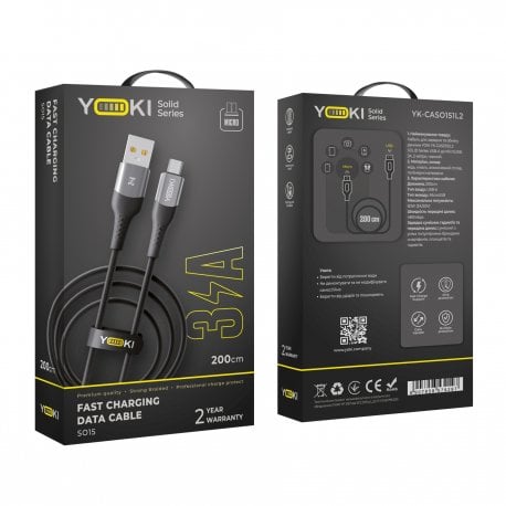 Кабель YOKI SOLID YK-SO15 USB to Micro USB 3A (2m) Black