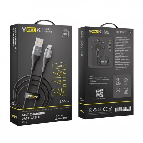 Кабель YOKI SOLID YK-SO15 USB to Lightning 2.4A (2m) Black