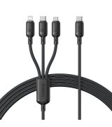 Кабель Baseus Silky One-for-Three Fast Charging Type-C to Micro USB+Lightning+Type-C 100W 1.5m Black (P10377706123-00)