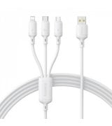 Кабель Baseus Silky One-for-Three Fast Charging USB to Micro USB+Lightning+Type-C 100W 1.5m White (P10377705213-00)