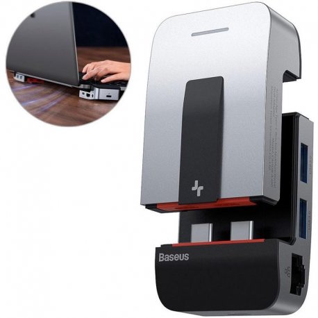 USB-Хаб Baseus Multifunctional Armor Age Type-C Bracket Gray (CAHUB-AJ0G)