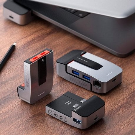 USB-Хаб Baseus Multifunctional Armor Age Type-C Bracket Gray (CAHUB-AJ0G)