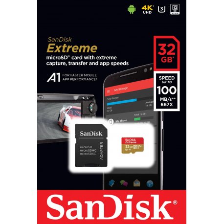 Карта пам'ятi SanDisk Extreme MicroSDXC 32GB + Adapter (SDSQXAF-032G-GN6MA)