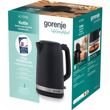 Електрочайник Gorenje K17SPB Strix Black (K17SPB)