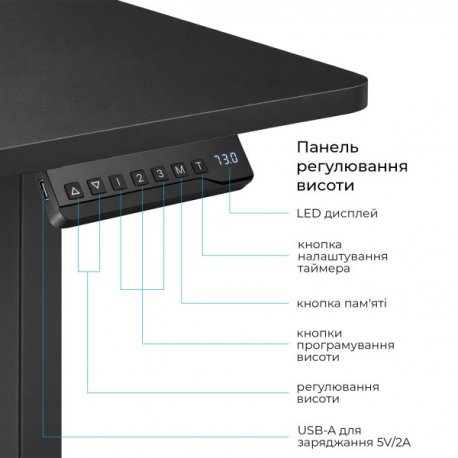 Компьютерный стол с электрорегулировкой высоты OfficePro ODE1880B Black (ODE1880B)