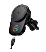 Автодержатель Hoco HW36 с беспроводной Qi-зарядкой 15W Black