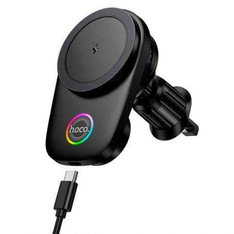 Автодержатель Hoco HW36 с беспроводной Qi-зарядкой 15W Black