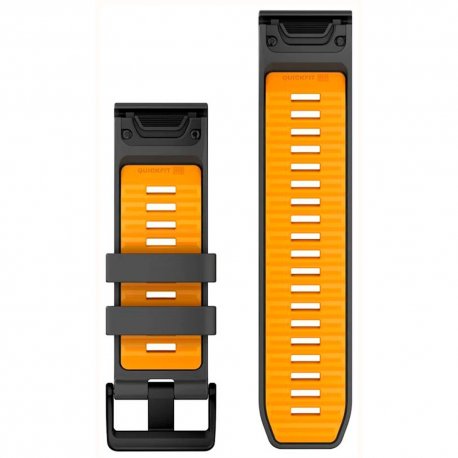 Ремінець Garmin Fenix 8 Solar 26mm Graphite/Spark Orange (010-13393-05)