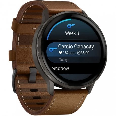 Смарт-часы Garmin Venu 4 45mm Slate with Brown Leather Band (010-03014-03)