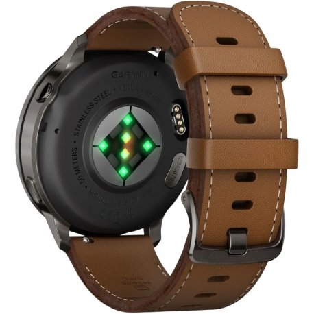 Смарт-часы Garmin Venu 4 45mm Slate with Brown Leather Band (010-03014-03)