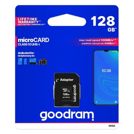 Карта пам'яті MicroSDXC 128GB UHS-I Class 10 Goodram + SD-adapter (M1AA-1280R12)