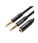 Кабель Vention 3.5 мм - 2х3.5 мм (M/F), 1 м, Black +OMTP-CTIA (BHDBF)