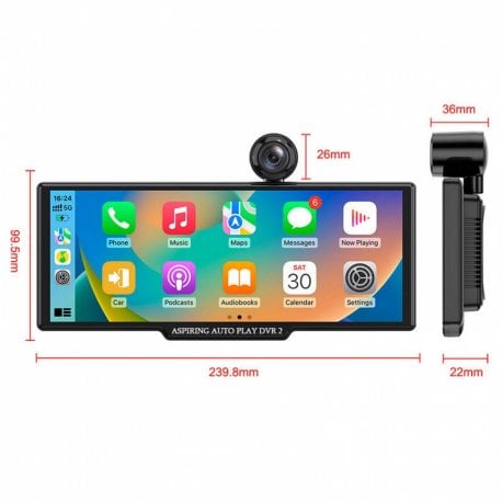 Автомонітор Aspiring Auto Play DVR 2 Magnet CarPlay Android auto (DVR-S802)