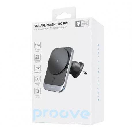 Автодержатель с БЗУ Proove Square Magnetic Pro 15W Metal Gray (WHSP15010004)