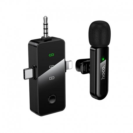 Мікрофон-петличка Hoco L20S Fair wireless microphone Type-C/Lightning/3.5mm Black