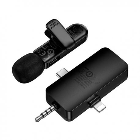 Мікрофон-петличка Hoco L20 Fair wireless microphone Type-C/Lightning/3.5mm Black