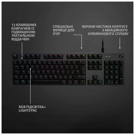 Клавіатура ігрова Logitech G Pro X TKL Tactile Black (L920-012136)