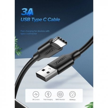 Кабель Ugreen US287 USB 2.0 to USB Type-C (0.5m) Black (60115)
