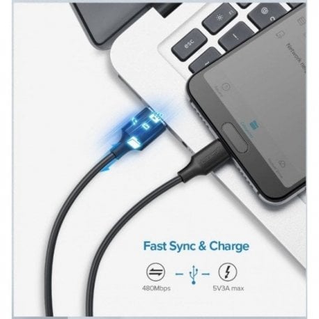Кабель Ugreen US287 USB 2.0 to USB Type-C (0.5m) Black (60115)