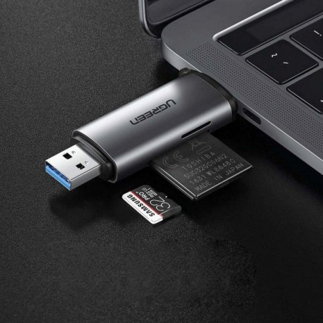 Кардидер Ugreen CM185 USB-C + USB для TF/SD 3.0 Card Reader Gray (50706)