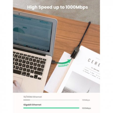 Перехідник Ugreen CR111 USB 3.0 Gigabit Ethernet Black (20256)