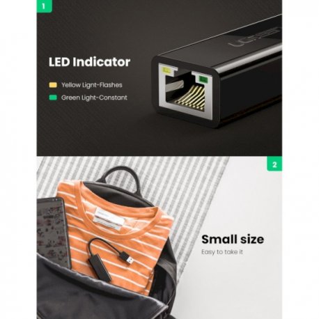 Перехідник Ugreen CR111 USB 3.0 Gigabit Ethernet Black (20256)