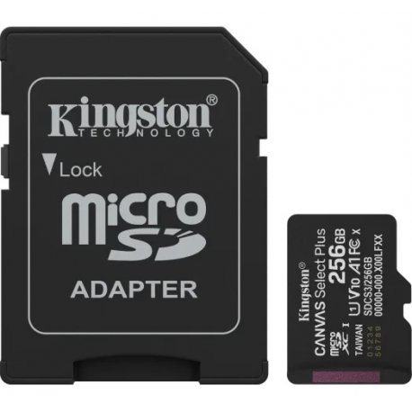 Карта памяти Kingston MicroSDXC 256GB Canvas Select Plus Gen3 150MB/s A10 + SD-адаптер (SDCS3/256GB)