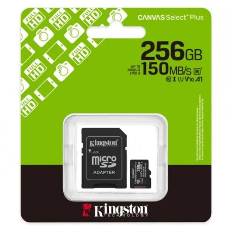 Карта пам'яті Kingston MicroSDXC 256GB Canvas Select Plus Gen3 150MB/s A10 + SD-адаптер (SDCS3/256GB)