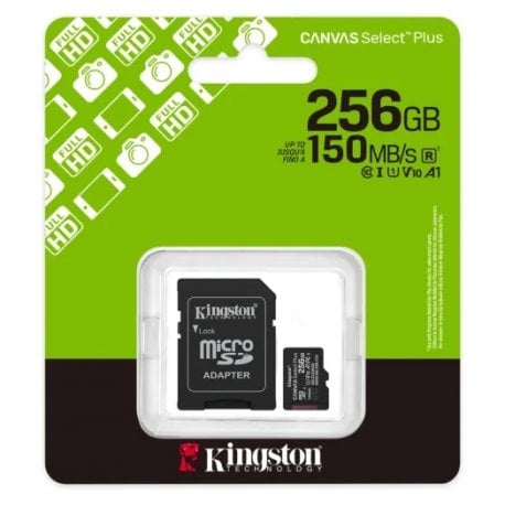 Карта памяти Kingston MicroSDXC 256GB Canvas Select Plus Gen3 150MB/s A10 + SD-адаптер (SDCS3/256GB)