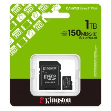 Карта памяти Kingston MicroSDXC 1TB Canvas Select Plus Gen3 150MB/s A1+SD-адаптер (SDCS3/1TB)