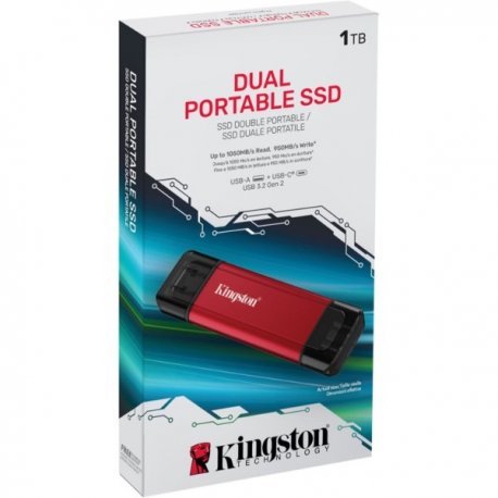 Портативный SSD Kingston Dual 1TB USB-A/C USB 3.2 Gen 2 (SPSD/1TB)