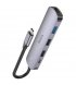 USB-хаб Hoco HB27 Type-C Multi-Function Converter HDTV+USB3.0+USB2.0*2+PD Metal Gray (6931474769329)