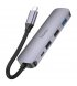 USB-хаб Hoco HB27 Type-C Multi-Function Converter HDTV+USB3.0+USB2.0*2+PD Metal Gray (6931474769329)