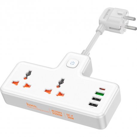Сетевой фильтр Hoco AC12A Reise 2-position Expansion Socket 8.5 cm White (6942007607100)