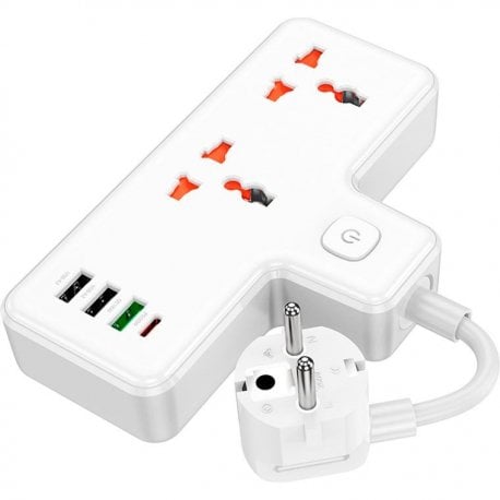 Сетевой фильтр Hoco AC12A Reise 2-position Expansion Socket 8.5 cm White (6942007607100)