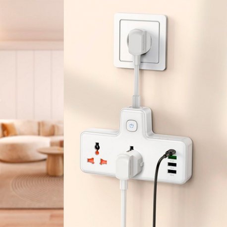 Сетевой фильтр Hoco AC12A Reise 2-position Expansion Socket 8.5 cm White (6942007607100)