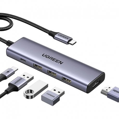 USB-хаб Ugreen CM511 5in1 Metal Gray (UGR-15597)