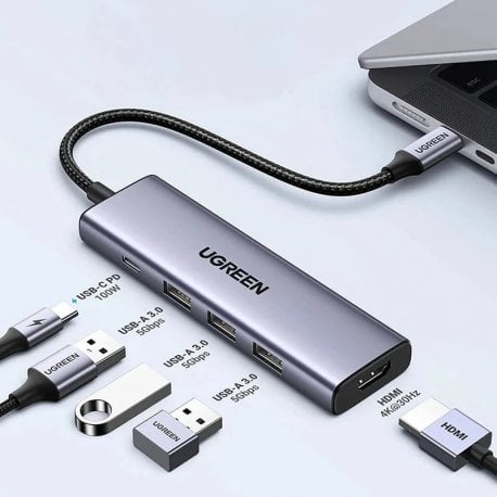 USB-хаб Ugreen CM511 5in1 Metal Gray (UGR-15597)