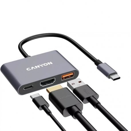 USB-хаб Canyon DS-4 3in1 USB-C Grey (CNS-TDS4)