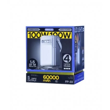 Внешний аккумулятор Remax FP-33 60000mAh 100W with LED Gray