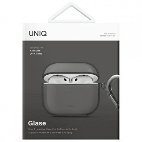 Чохол Uniq Glase AirPods 4 Glossy Smoke (8886463691663)