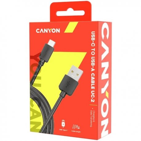 Кабель Canyon Type-C USB 2.0 2m Black (CNE-USBC2B)