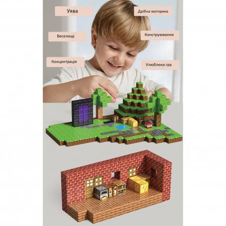 Конструктор магнитный Minecraft (350 шт) + фигурки (6948679457807)